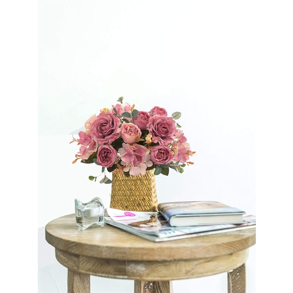 2 Pakker Kunstige Blomster Kunstige Pion Silke Hortensia Buket