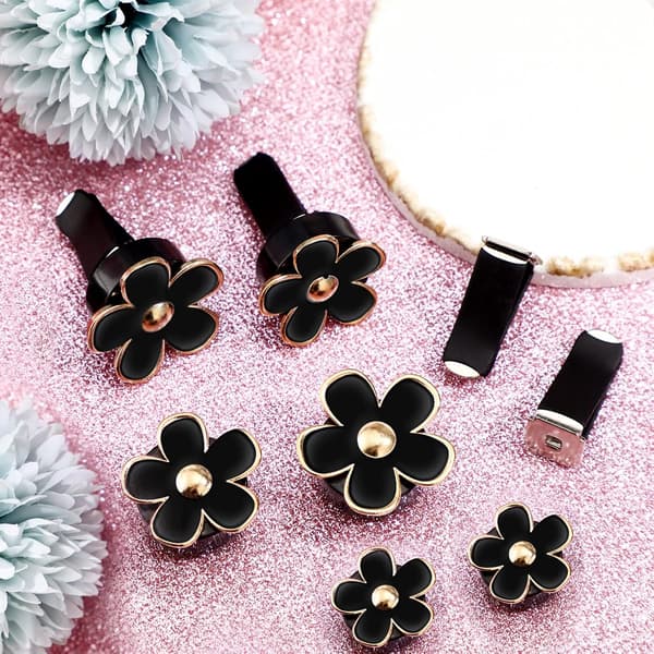 6 stk Daisy Bil Luftventilklips, 3cm & 3.3cm Hvit Bil Luftfrisker, Dashborddekorasjonstilbehør & Bilinteriørpynt black