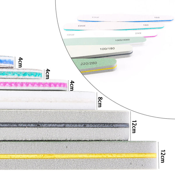 6 stk./æske blandet kombination neglefile, dobbeltsidede neglefile