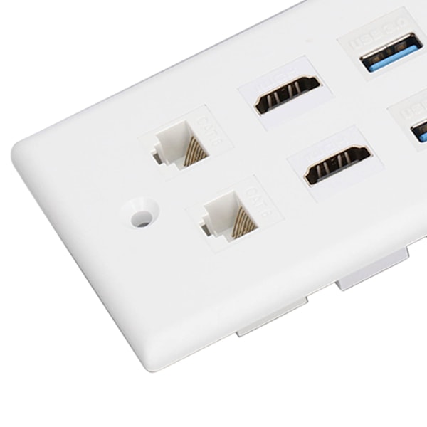 6-ports väggplatta 2xHD Multimedia Interface 2xCat6 2xUSB3.0 RJ45 Ethernet väggplatta för HDTV-projektor dator