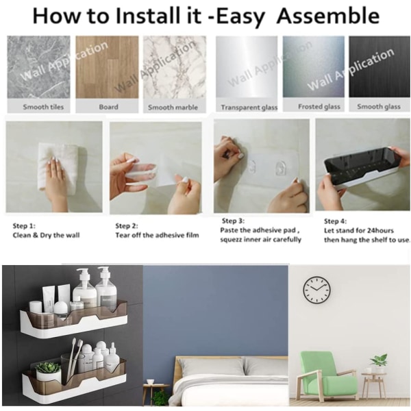 Kylpyhuoneen hyllyt Organizer Seinälle Kiinnitettävä Suihkukori Liima