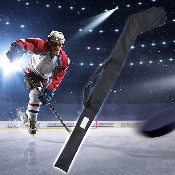 Kenttähockeymaila-laukku, musta jääkiekkomaila-laukku, kaksi olkahihnaa, jääkiekkovarustelaukku miehille, naisille ja aikuisille, kevyt jääkiekkomaila-lisävaruste