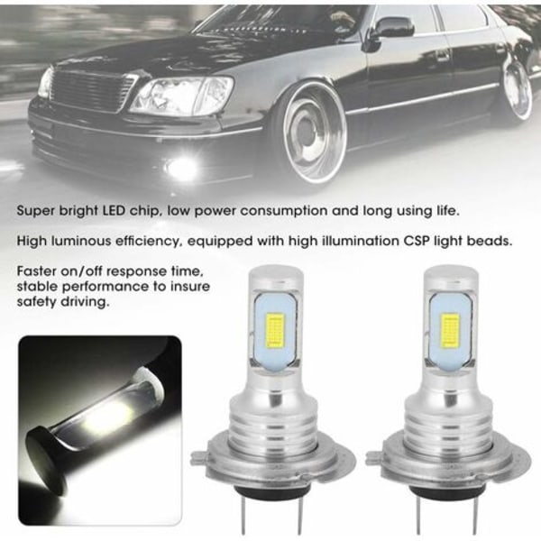 2 kpl LED-sumuvalopolttimoa 80W 6000K universaali H7 LED-auton sumulamppu