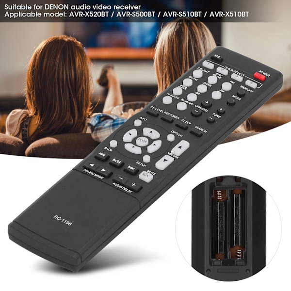 RC1196 Fjernbetjening Passer til DENON Audio Video Receiver AVR-X520BT AVR-S500BT