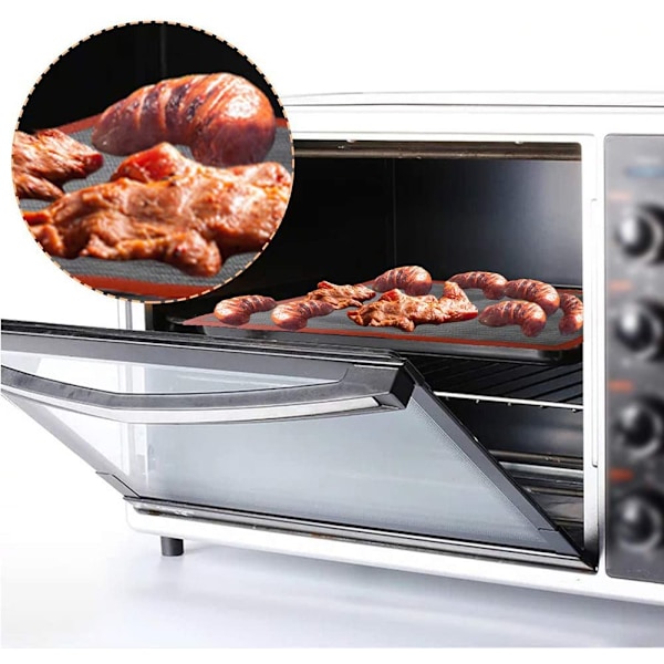 2 st Non Stick Bakplåt Glasfiber Ugnsmatta Tårtmatta Silikon Bakplatta Bakverktyg