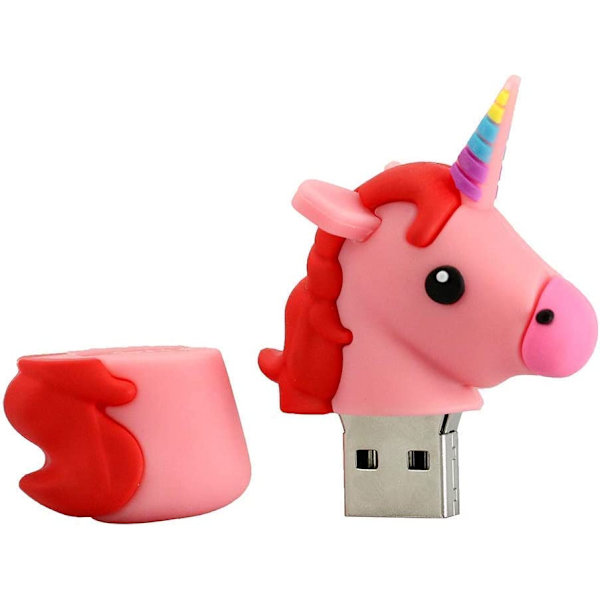 32GB USB 3.0 U-disk Rosa söt enhörning tecknad djur regnbågshäst minneskort tumme U-disk datalagring examen skolgåva
