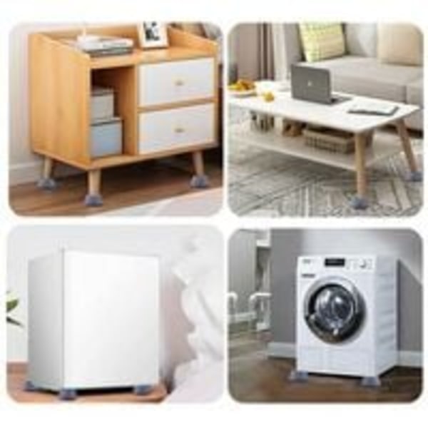8 st tvättmaskin anti-vibrationsmatta, anti-buller anti-vibrations tvättmaskin dyna, universellt stöd för tvättmaskiner och torktumlare, grå
