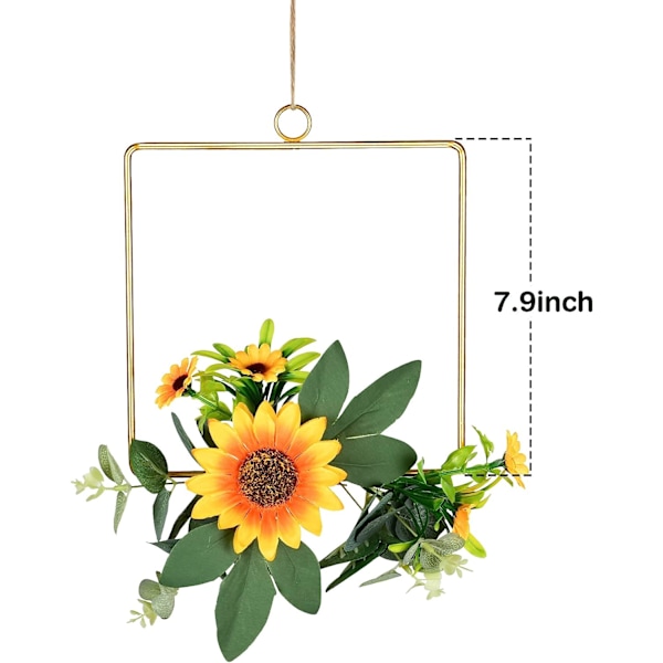 Konstgjord solros/rosbågekrans, set med 3 hängande blommor
