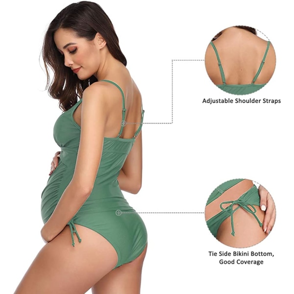 Grön Solid Baddräkt för gravida kvinnor-L