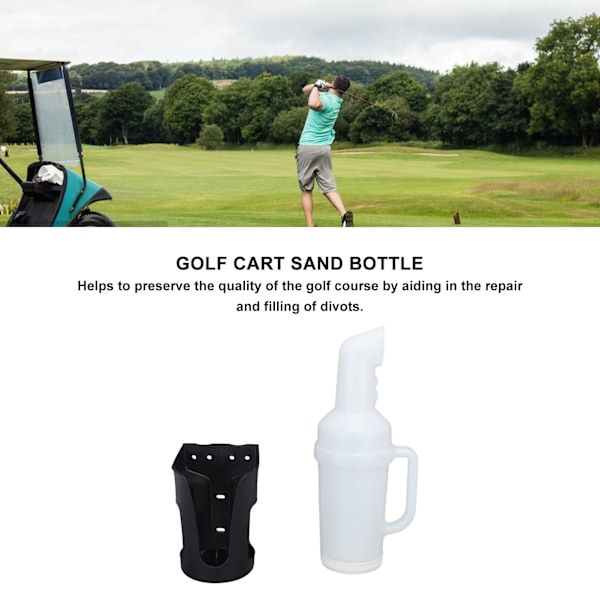 Golfvogn Sandflaske med Holder Universal Pasform Divot Fyld Sandflaske Udskiftning til E‑Z‑GO