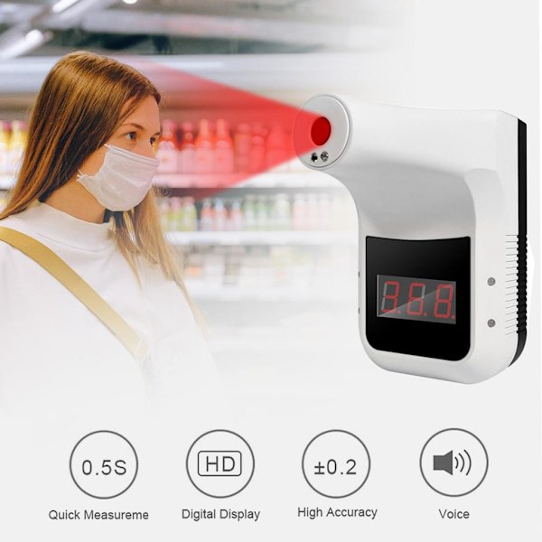 Infrarødt termometer berøringsfri digital K3 termometer, vægmonteret infrarødt pandetermometer K3 med LCD-display
