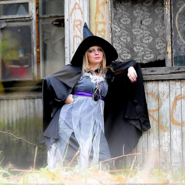 10-dele Halloween Kostumesæt med hatte til voksne og børn, Polyester Hekse- og Græskarfest hatte
