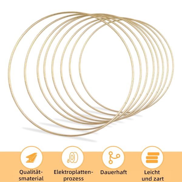 DIY Metalliska Drömfångare Ringar, 10-pack 10 cm Guld Runda Makramé Ringar för Blomsterkrans Bröllopsdekoration, Drömfångare och DIY Hantverk