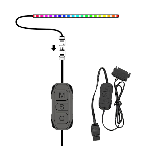 5V 3Pin ARGB-kontroller Flera belysningslägen Manuell styrning RGB-fläktkontroller SATA-strömförsörjningsljuslistkontroller