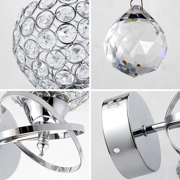 Krystall vegglampe Hardwired vegglampe Sengelampe Krystall