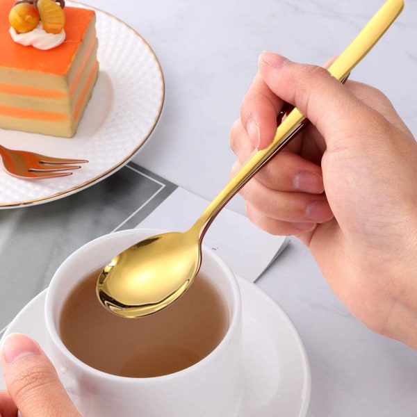 Rustfrie stål teskjeer espressoskjeer og dessertgafler