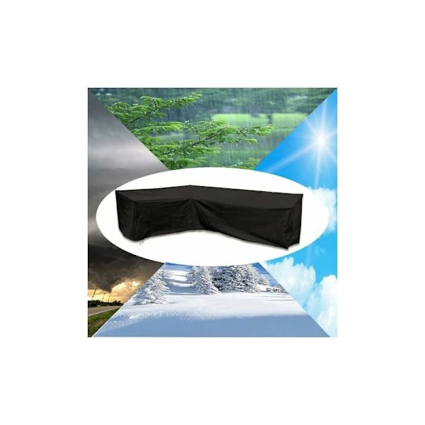 Justerbart Vindtätt Utomhussoffskydd, 210D Oxfordtyg Möbelöverdrag med UV-Resistent Prestanda för Uteplats L-Formad Soffa (200x270cm)