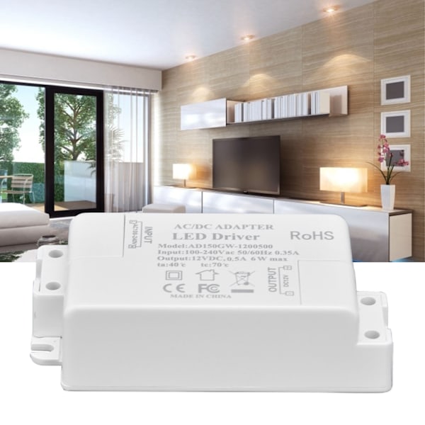 Effektiv AC till DC-omvandlare, LED-drivare för LED-belysningslösningar, perfekt för G4-lampor, MR11/MR16/GU3-spotlights, LED-ljusramper, CCTV-kameror,