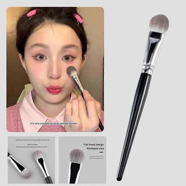Hjerte-highlighterbørste, under-øye rouge-børste, ansiktsmakeupbørste Blå S