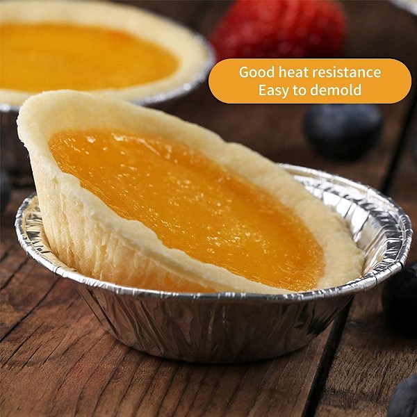 Aluminiumfolie tærteform/miniform/engangsbageform, egnet til bagning af tærter, quiches, creme brulee-tærter osv.