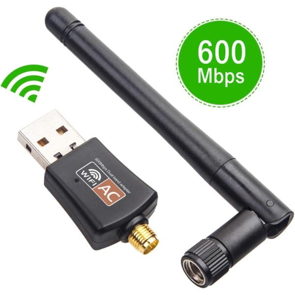 USB WiFi-adapter, trådløs WiFi-dongle 1200 Mbps Dual Band 2.4G/5G, USB 3.0 WiFi Stick med 5dBi-antenne for PC/stasjonær/bærbar PC/nettbrett, Support Win
