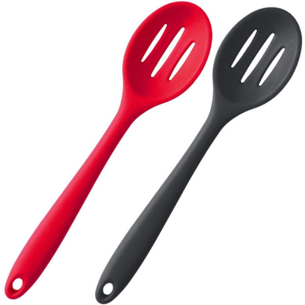 Silikonspatel med slits, 2-pack, värmetåliga