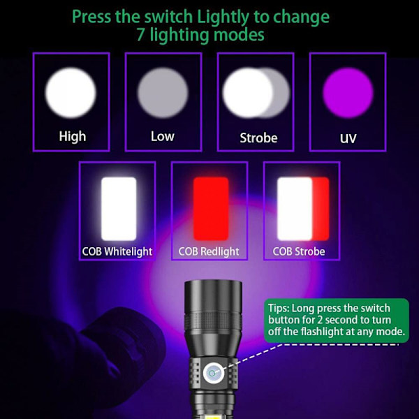1 st COB magnet arbetsficklampa med 7 funktioner + batteri