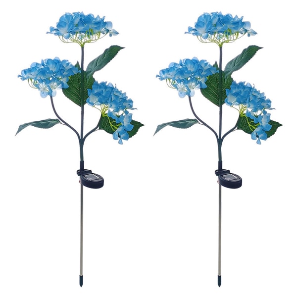 2-pak solcellelamper utendørs, fargerike, hortensia blomsterlys