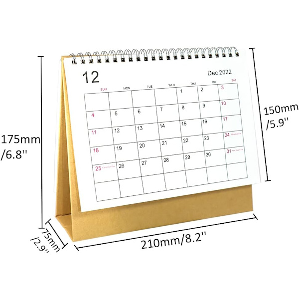 2022 Stående skrivebordskalender Månedsbord Stå opp kalender