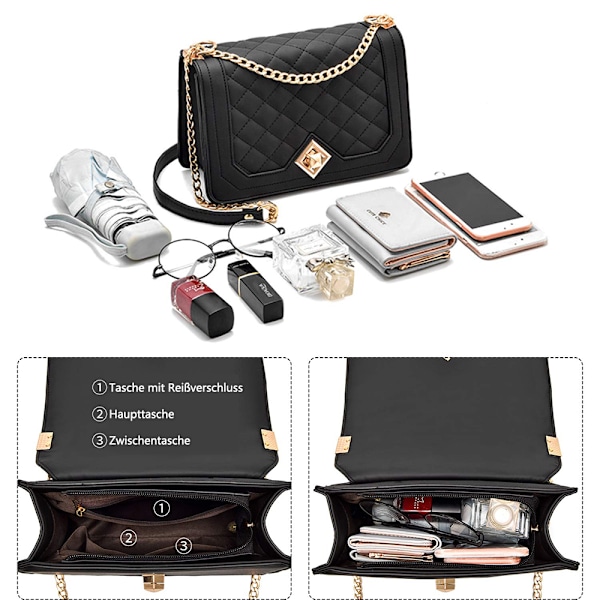 Kvinnors lilla axelväska - Kedjeväska axelväska crossbody väska - Lingge väska axelväska kväll väska stad väska läder solid multifunktionell väska
