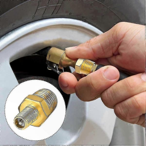 2-pak messing luftinflatoradapter, 1/4\" NPT han til standard Schrader ventil hanforbindelse