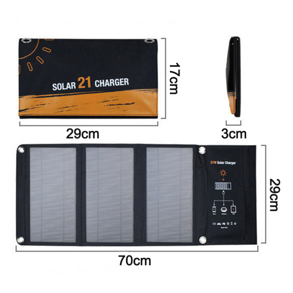 Solcellelader Solpaneler med 3-delt sammenleggbart panel Oppgradering