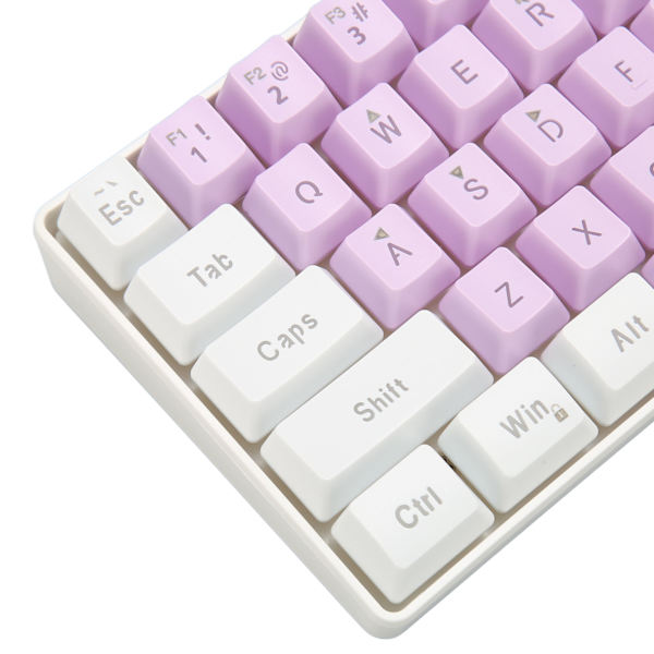 Speltangentbord USB 61 tangenter RGB bakgrundsbelyst ergonomisk kontrastfärg platsbesparande trådbundet tangentbord för stationär bärbar dator vit lila