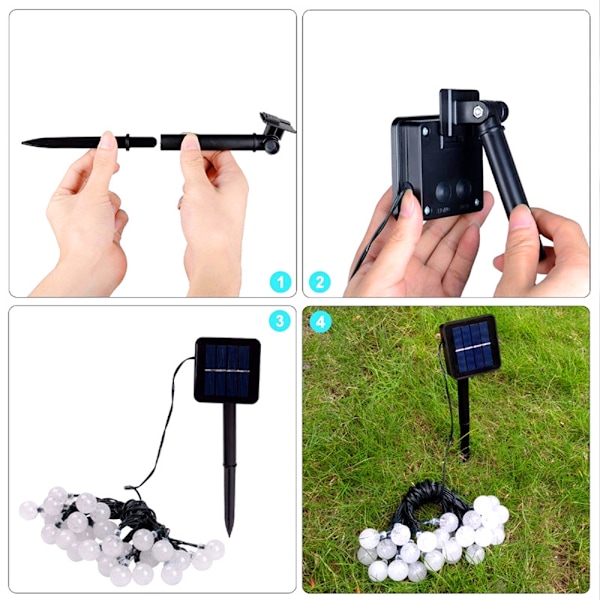 21ft 30 Led Solcellslingor Globe Kristallkula Slingor