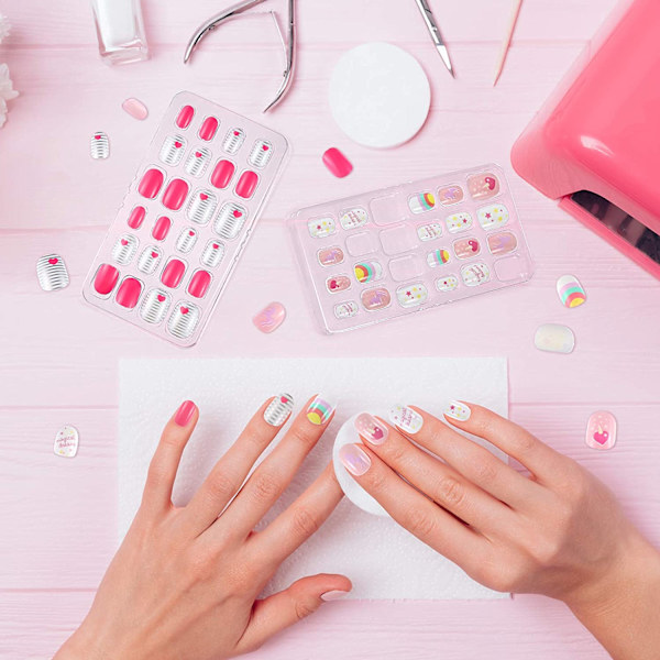 Barn Press Nails Barn Falska Naglar Konstgjorda Nagelspetsar Flickor