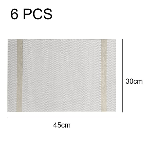 Plasseringsbrikker for spisebord, sett med 6, 11,8\" x 17,7\" tommer, varmebestandige