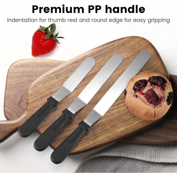 Kake Offset Spatula, Icing Spatula Set med 6 8 10 Tommers Rustfritt