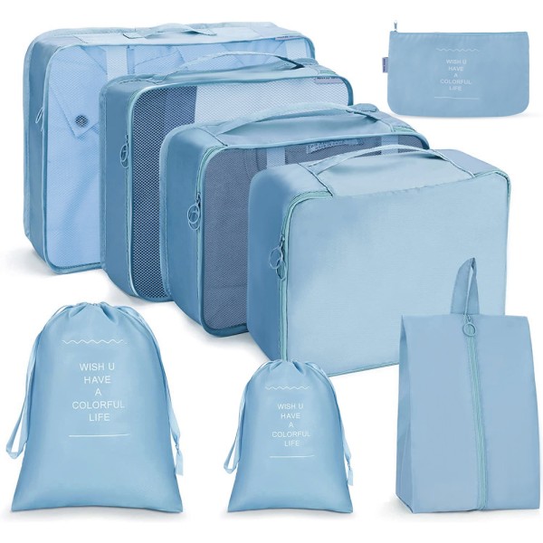 Packing Cubes Bagage Packing Organizers för resetillbehör Lake blue