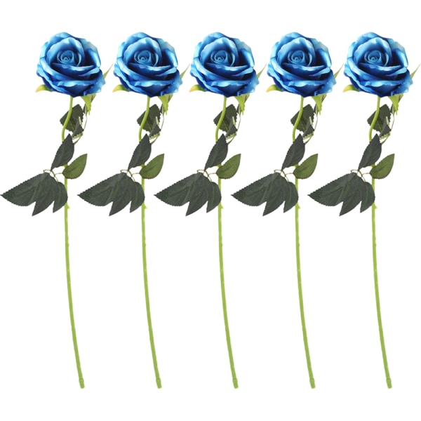 5 stk Kunstige Roser Flanellet Blomster Lange Stilker