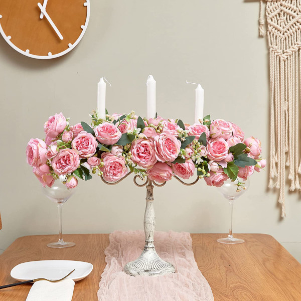 4 bunter kunstige blomster til dekorasjon Faux Rose Fake