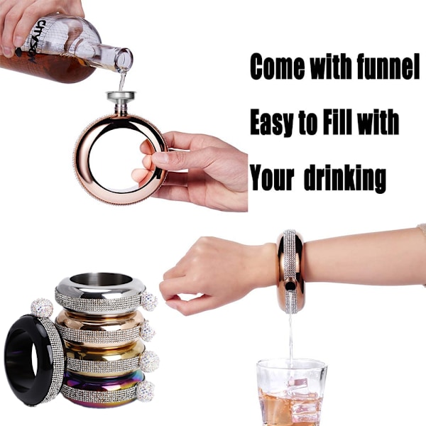 Flask Bangle Armband - AB Kristall Lock Creative 304 Rostfritt Stål