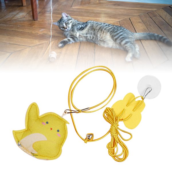 Dörr katt leksak utdragbar utbytbar filt hänge elastiskt rep interaktiv dörröppning kattunge leksak kyckling