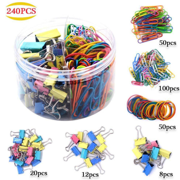 Binder Clips Paper Clips, Sopito 300pcs Värikkäät toimistoleikkeet
