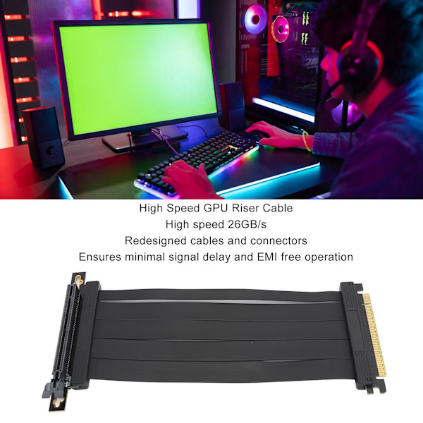 PCIE4.0 X16 -nousujohto, 7,9 tuuman pituus, oikea kulma, suuri nopeus, pystysuora asennus, PCI Express Gen4 GPU -jatkokaapeli RTX3080ti:lle