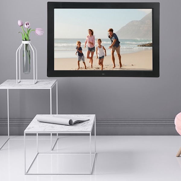 17 tums LED Digital Fotoram Multifunktionell Videospelare Smart Bildram med IR Fjärrkontroll 100‑240V HK17D EU-kontakt