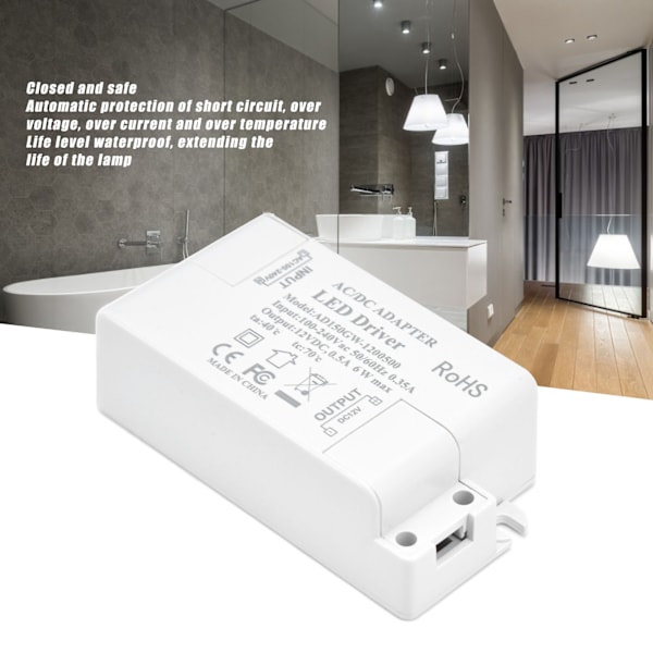 Effektiv AC till DC-omvandlare, LED-drivare för LED-belysningslösningar, perfekt för G4-lampor, MR11/MR16/GU3-spotlights, LED-ljusramper, CCTV-kameror,