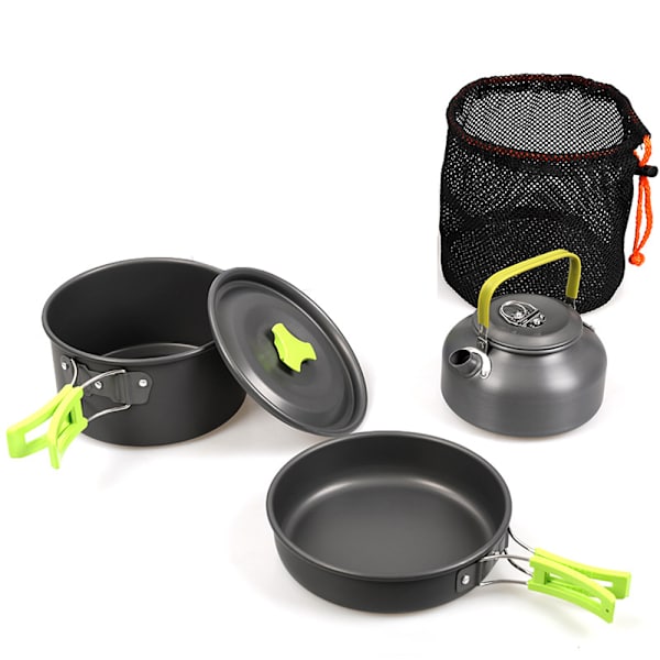 Camping Kogegrej Sæt Kogegrej Sæt Picnic Gryder Kogegrej Aluminium Camping Bestik Sæt til 2-3 Personer Camping Udendørs Vandreture Rygsækrejse Picnic BBQ