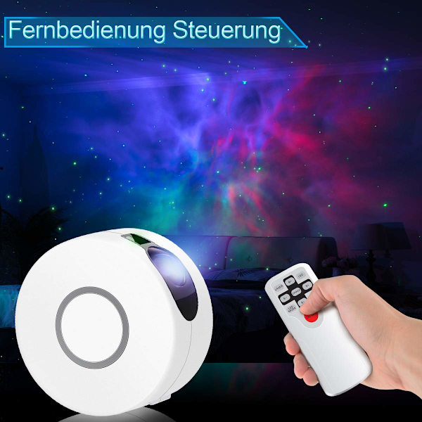 LED nattlys projektor, 2 i 1 stjernehimmel nattlys med fjern