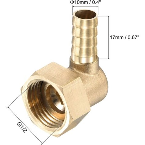 Letkunippa messinkikyynärpää 10mm x G1/2 naarasletkuliitin