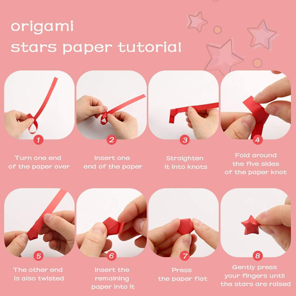 1080 Origami-tähtipaperi - kaksisuuntainen värikäs koristepaperi